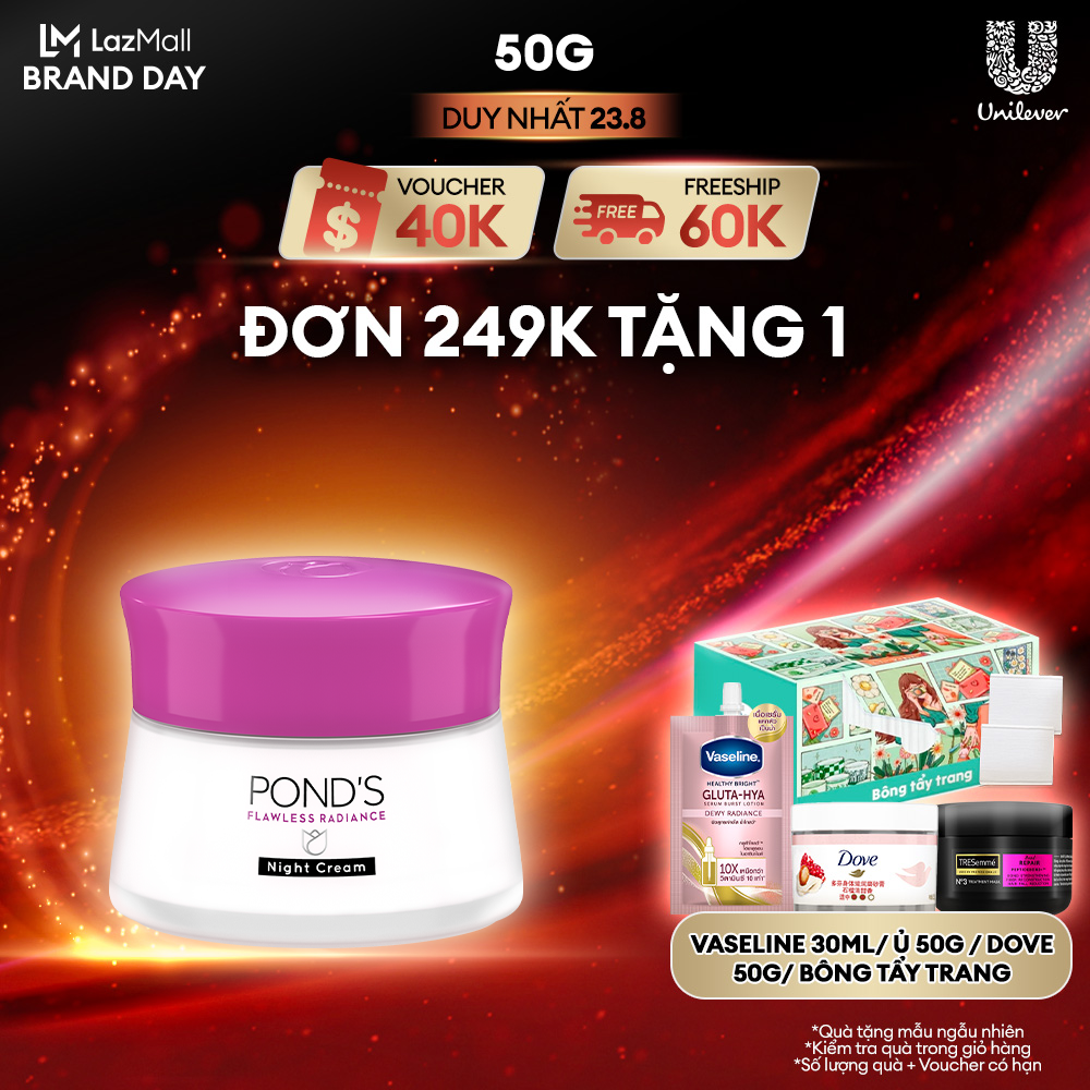 Kem Dưỡng Trắng Cao Cấp Ban Đêm Pond's Flawless Radiance Derma+ Night Cream (50g)
