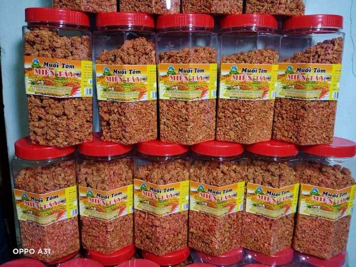 Hủ 350gr muối tôm miền tây kim giang thơm ngon không cay