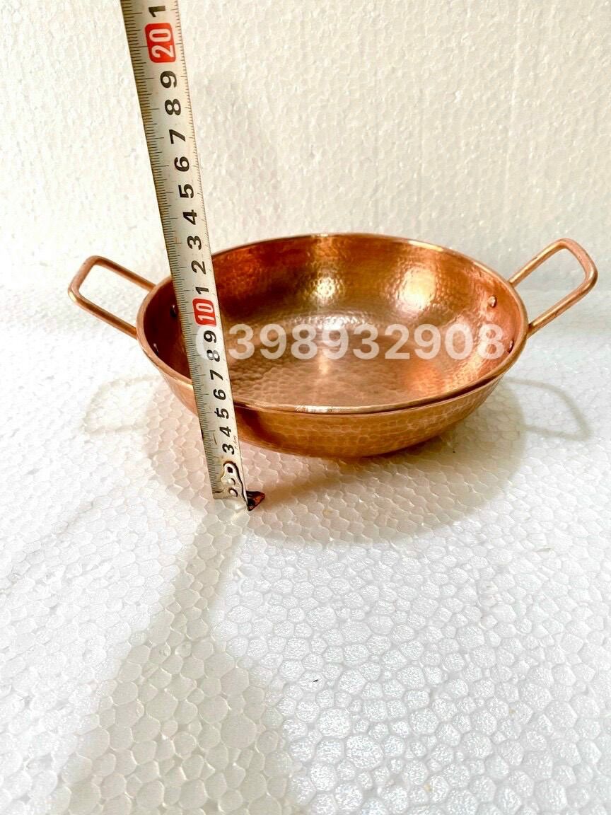 Chảo đồng đỏ 22 x 6 cm chất liệu bằng đồng nguyên chất