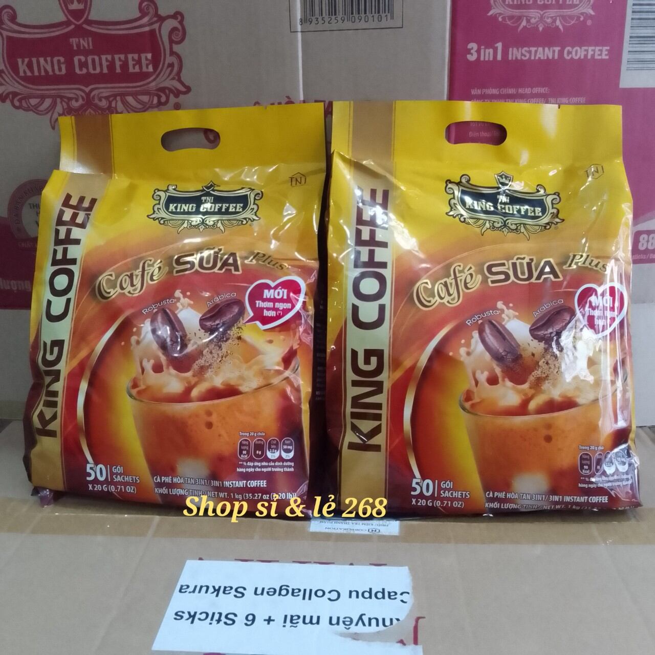 Combo 2 Túi Cà Phê Sữa King Cofffee (50 gói x 20g)