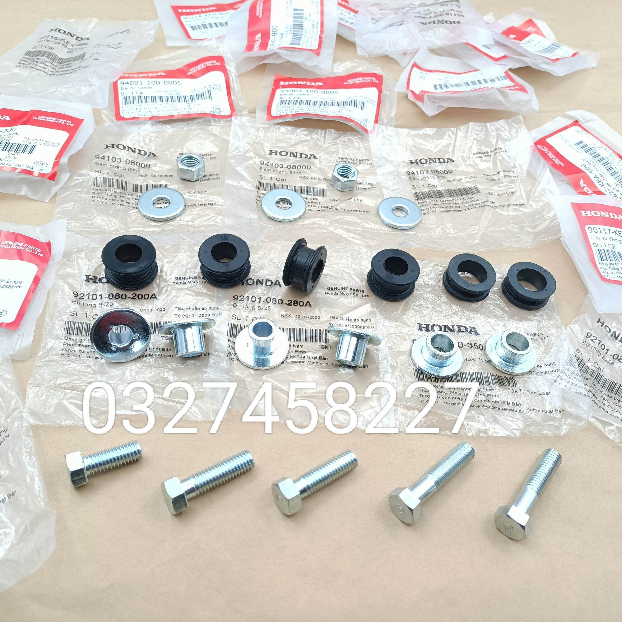 Bộ ốc cao su, pass đùi để chân dream, wave, future 1 zin honda