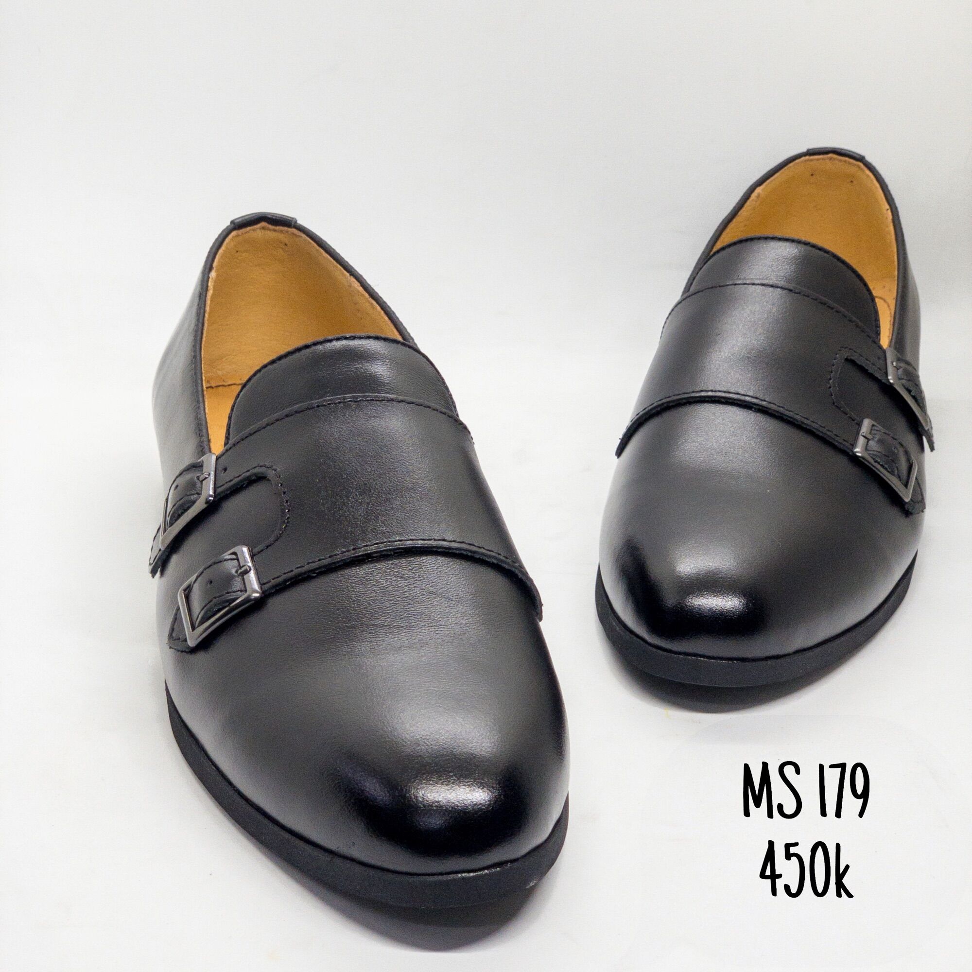Giầy lười công sở nam cao cấp Double Monk strap da bò tấm siêu đẹp Tomshoes
