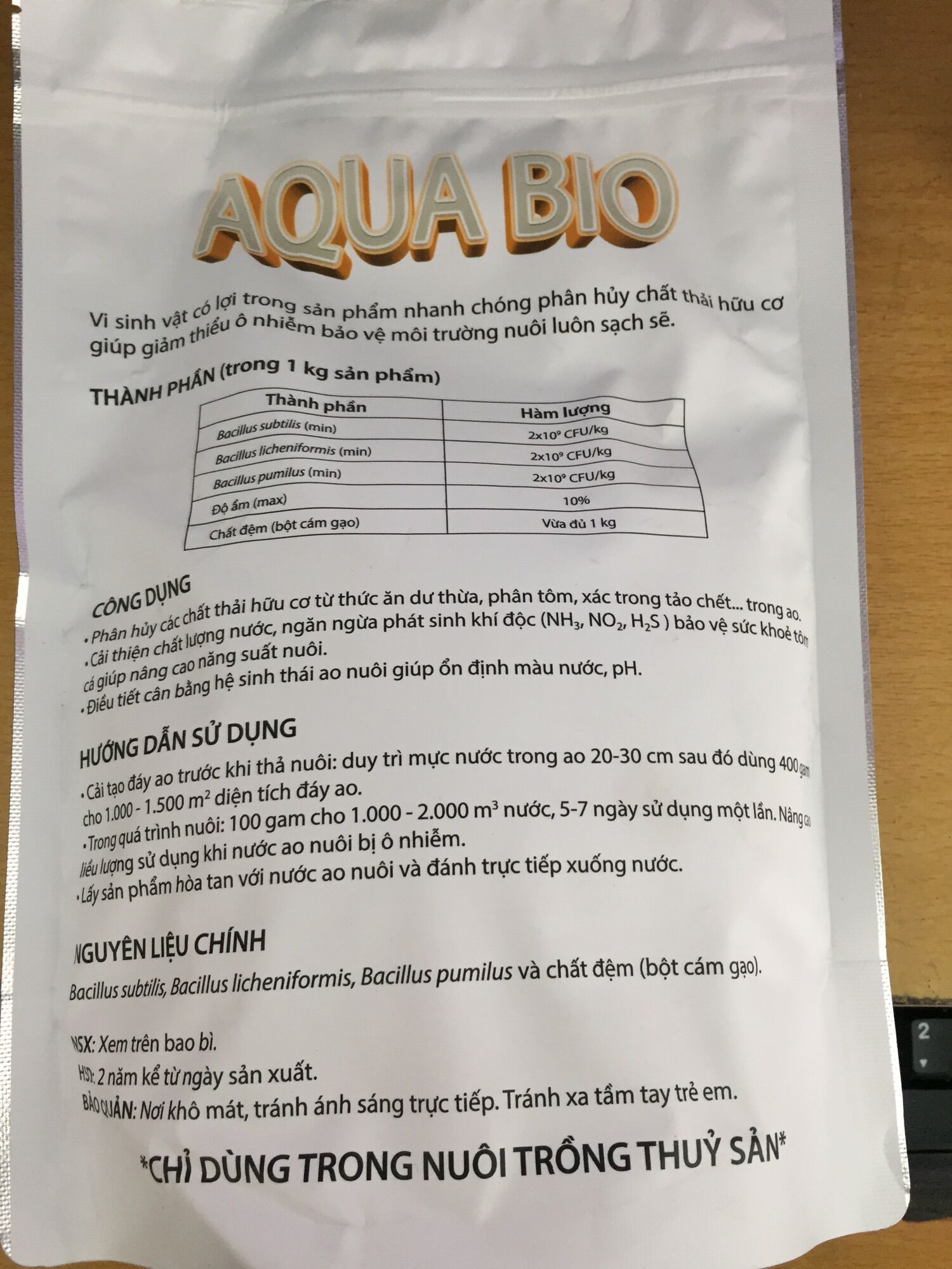 Aqua bio ( làm sạch đáy, ổn định nước) gói 500gr
