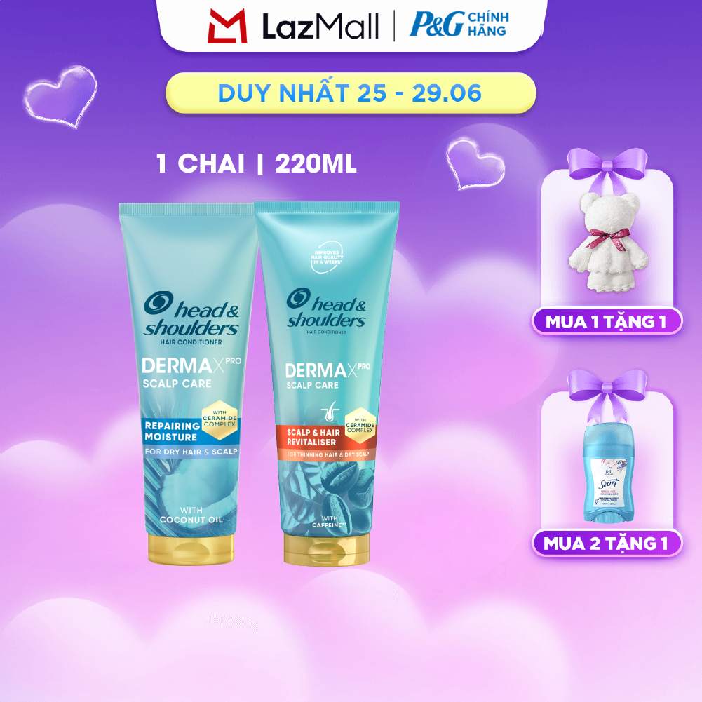 Dầu Xả HS Chuyên Sâu Dermaxpro Scalp Care Repairing Moisture Phục Hồi Dưỡng Ẩm/Scalp Care Hair Revitaliser Tái Tạo Tóc Chắc Khỏe Chai 220ml - Châu Âu