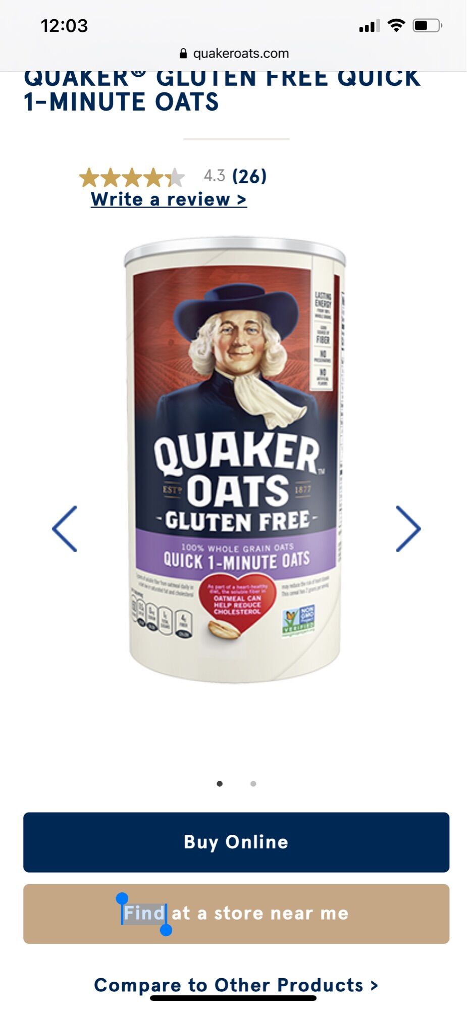 [HEALTHY] Yến mạch Mỹ Quaker Oats 540g