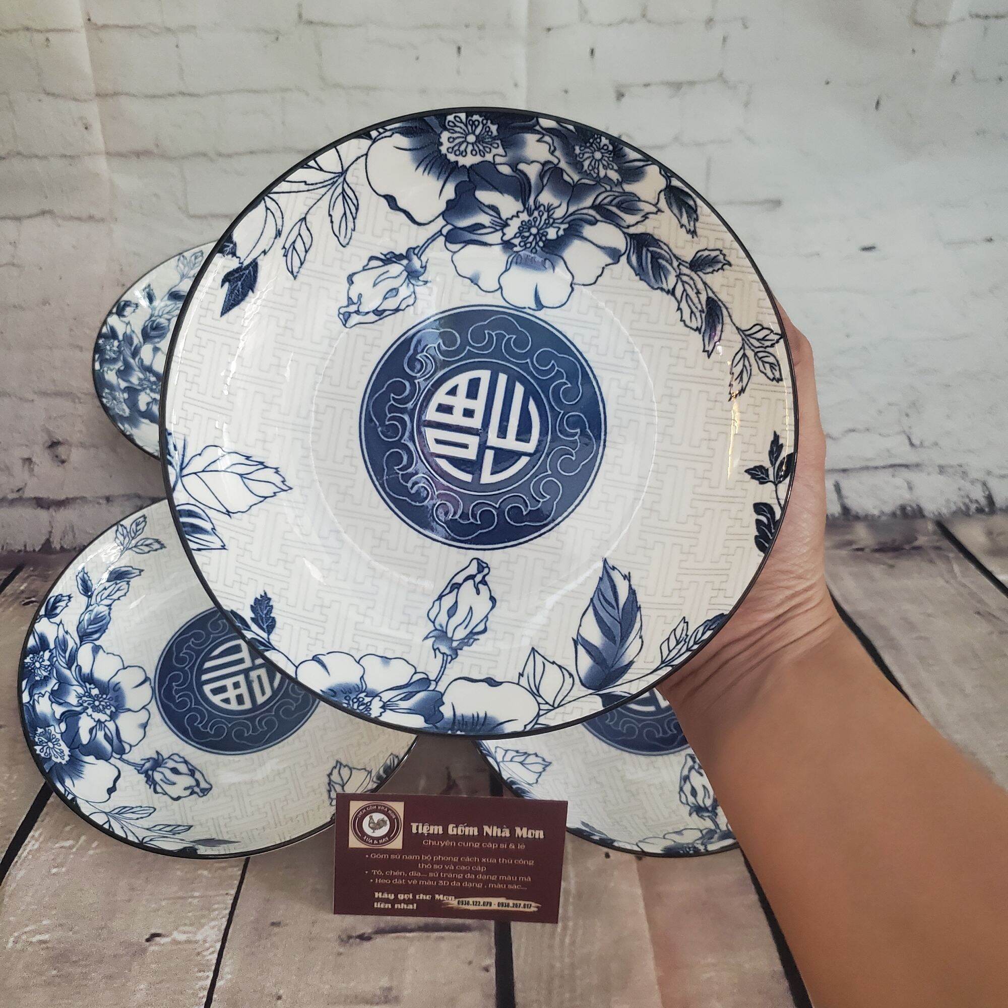 💢💥SET 2 DĨA SỨ ẢO SÂU LỒNG 18CM💥💢 (Họa tiết mộc cổ xanh)😘🌿
