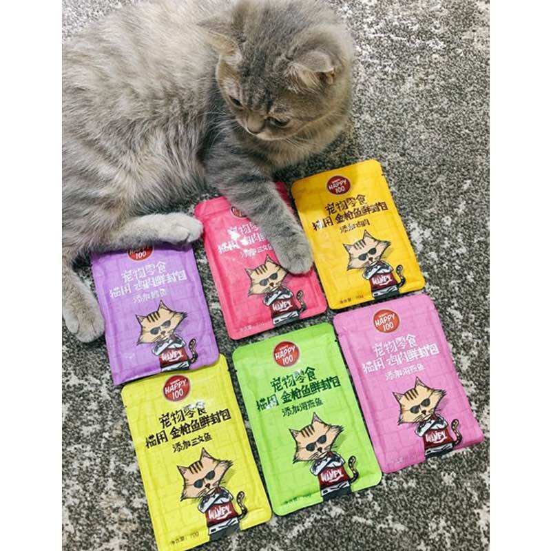 Pate mèo happy 100, pate wanpy 7 vị hấp dẫn