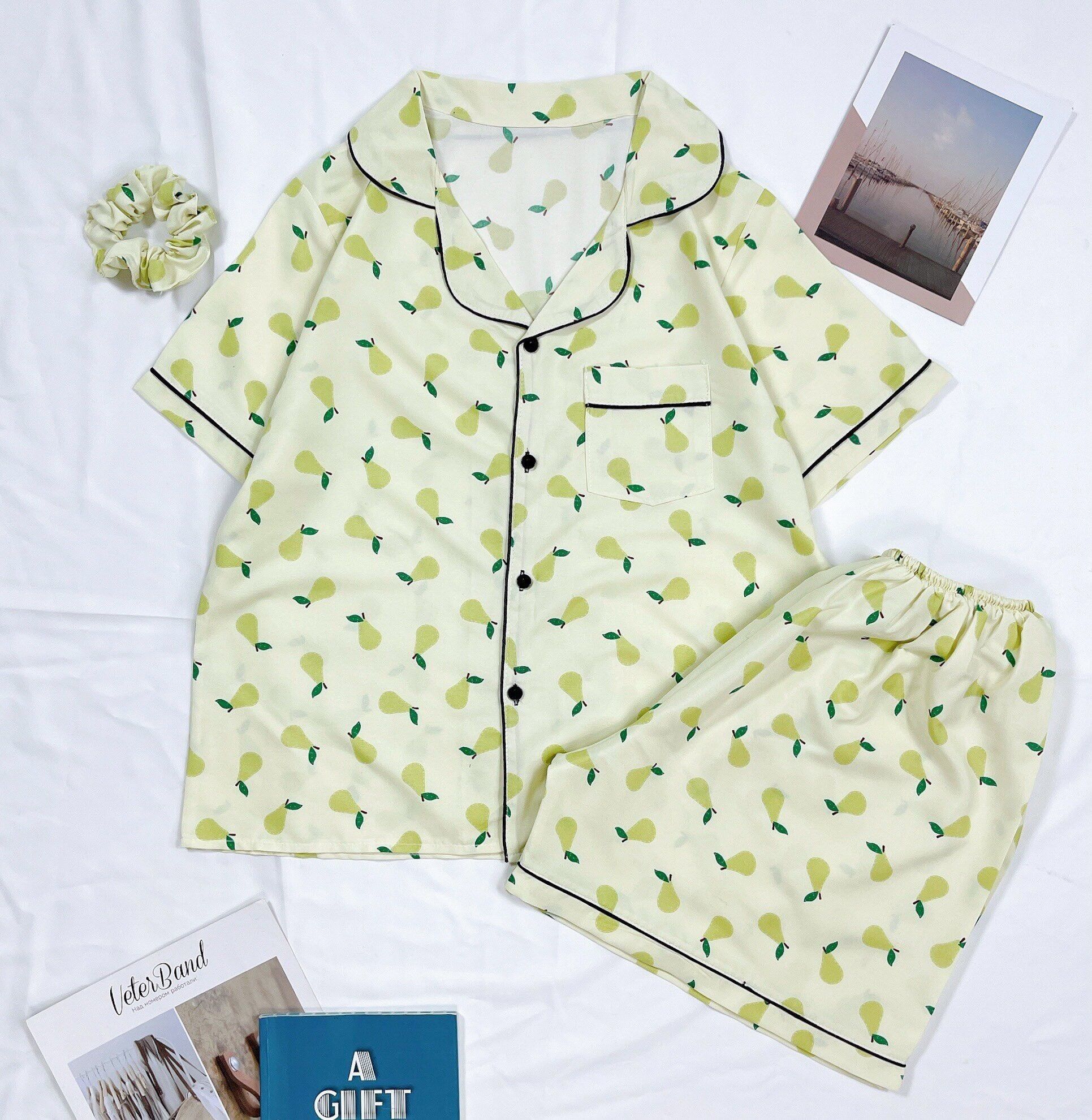 Set bộ đồ ngủ cộc tay Xanh Bơ