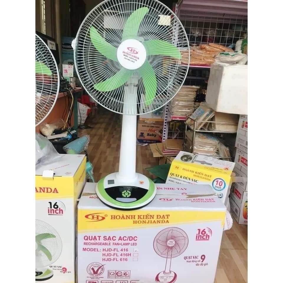Quạt sạc tích điện  HONJIANDA 16 INCH  2 bình ác quy