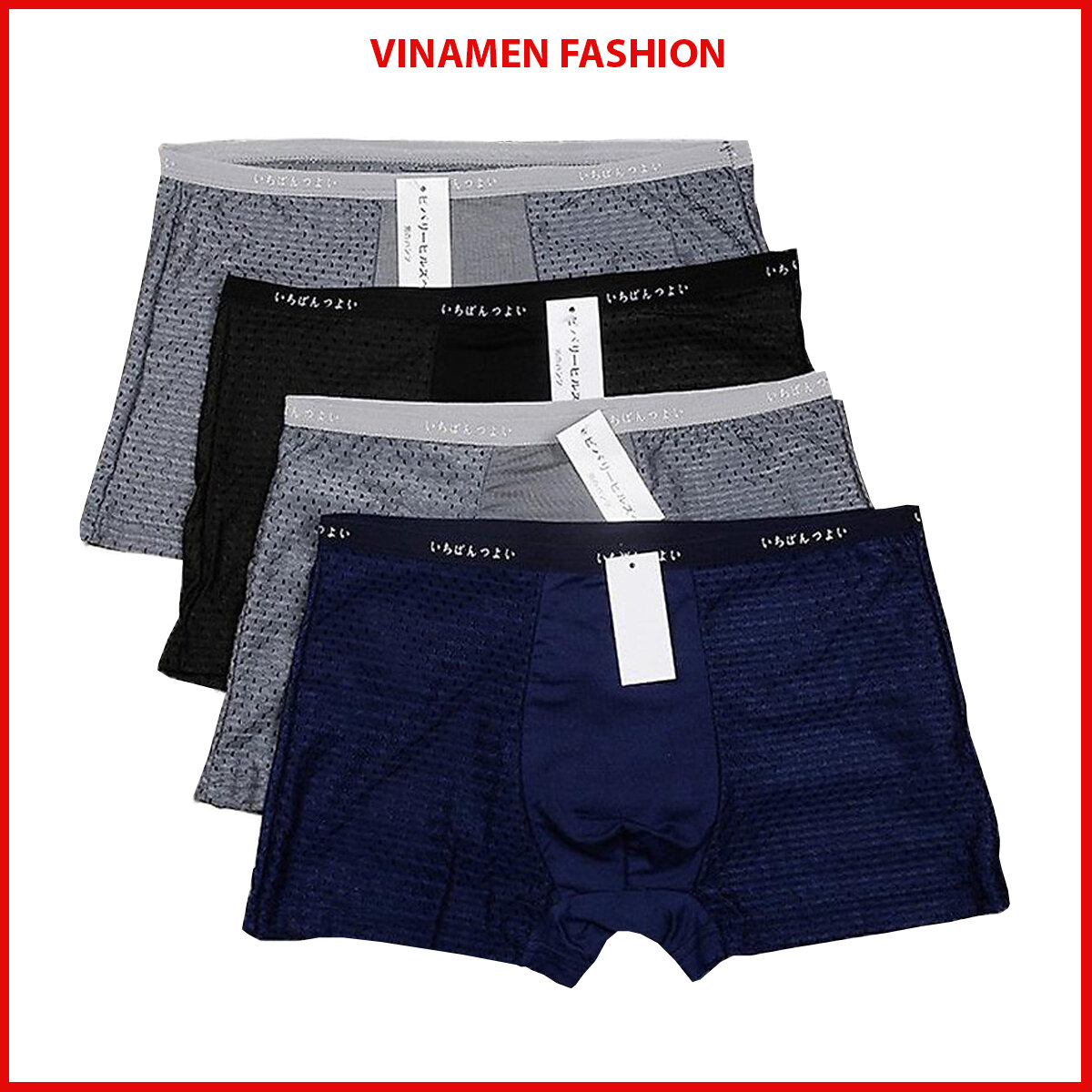 Combo 4 quần sịp nam đùi nhiều lỗ thông hơi thoáng mát quần lót nam boxer vải mềm mịn sịp đùi nam co dãn thoải mái