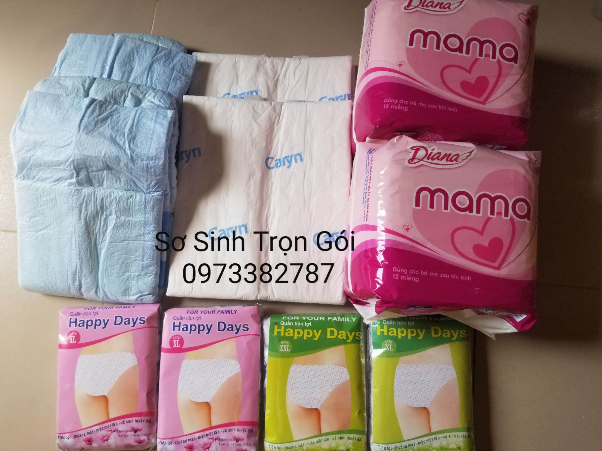 combo 20 quần giấy + 2 băng mama+ 2 lót sản phụ +2 tã dán cho mẹ đi sanh