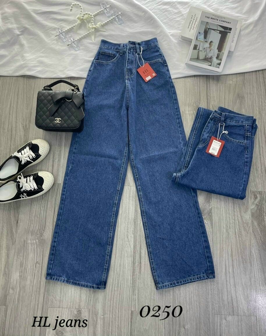 Baggy Jeans Lưng Cao Ống Suông Basic