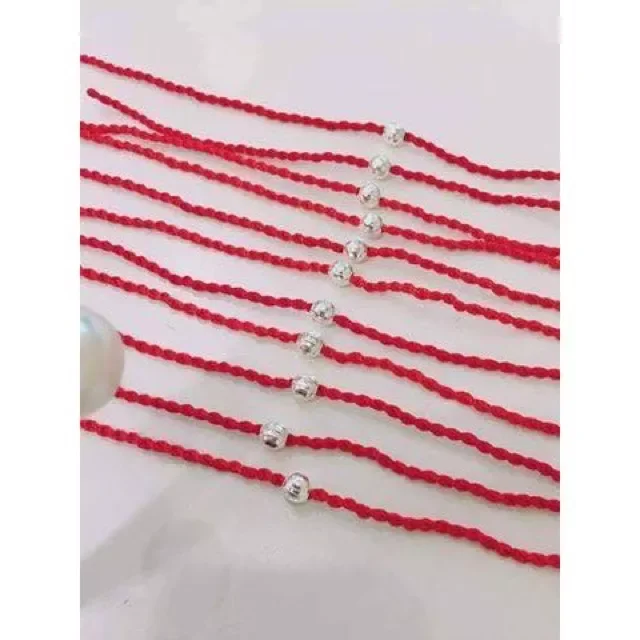[HCM]Cặp vòng đôi tình yêu chỉ đỏ mic bi bạc