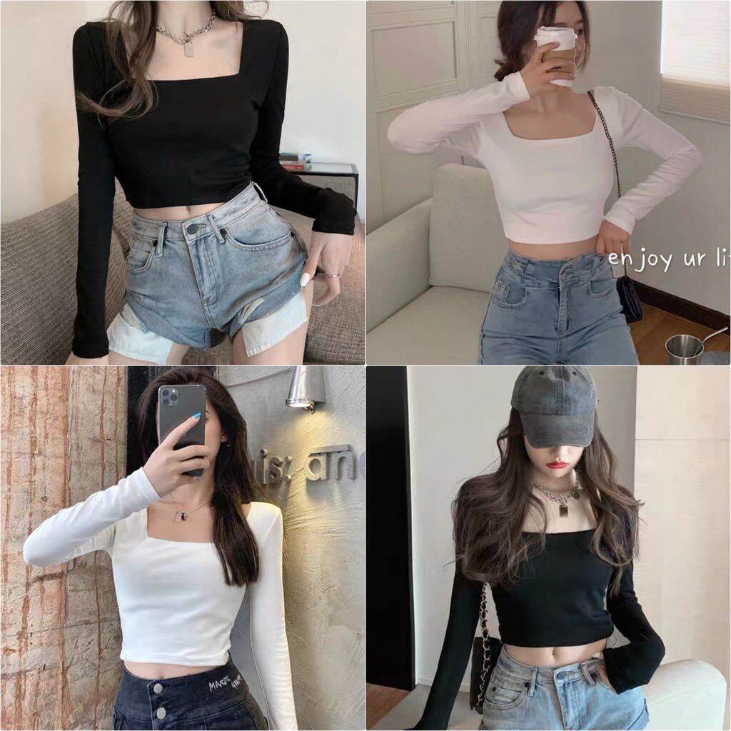 Áo croptop body cổ vuông ,NV,2 màu đen trắng so hot