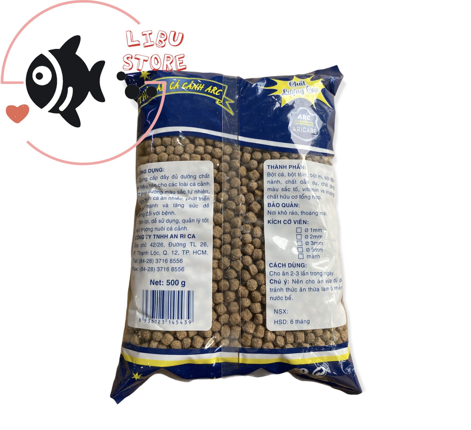 Thức Ăn Cho Cá Cảnh ARICARE Hạt Size 7mm - 500g