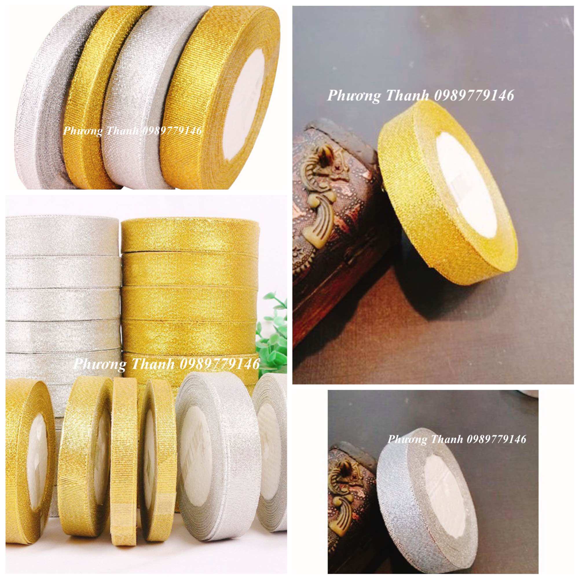 Ruy băng kim tuyến, bản 2cm, cuộn 22 mét
