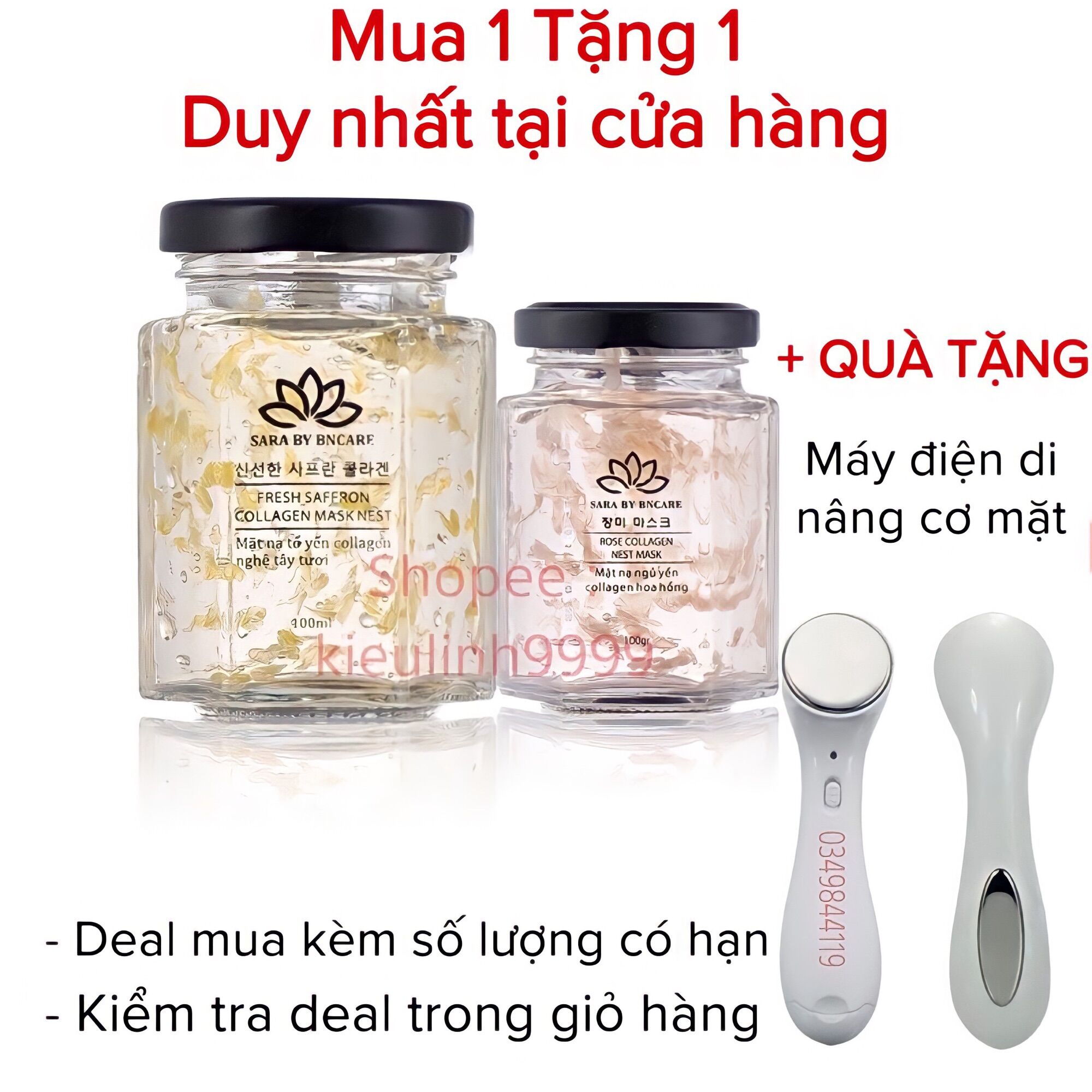 [ Tặng Máy Điện Di ] Mặt Nạ Yến Collagen BNCARE Dưỡng Da , Mụn , Nám ,Tàn Nhang