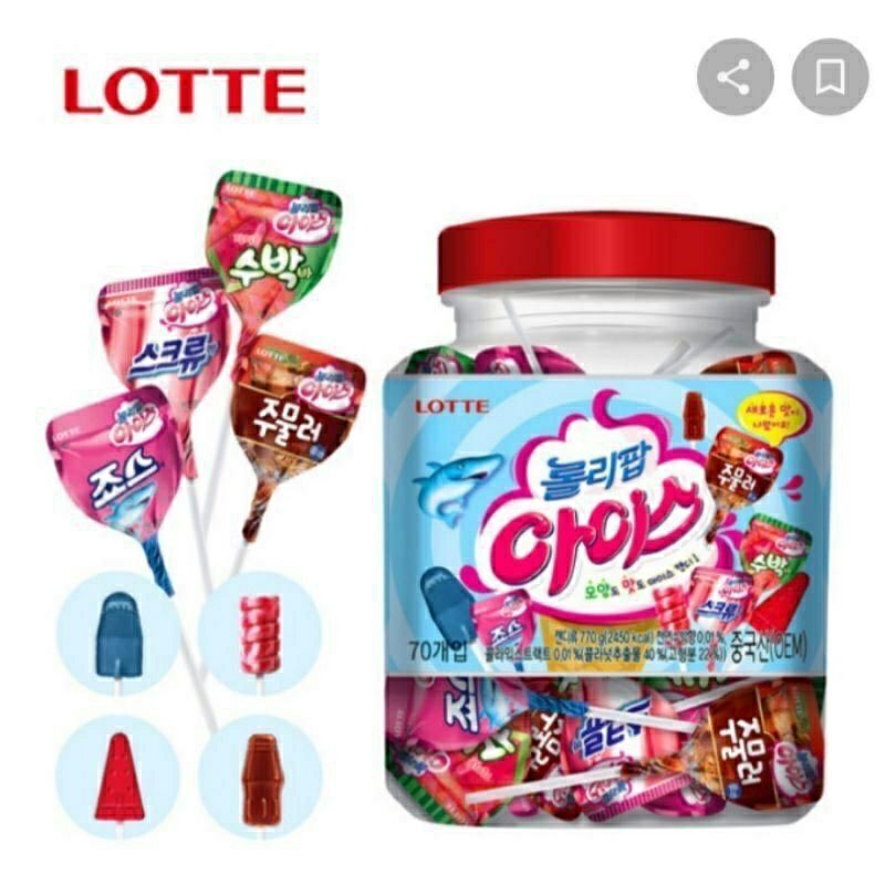 Kẹo Mút Lollipop Ice Lotte Hộp 60 cây