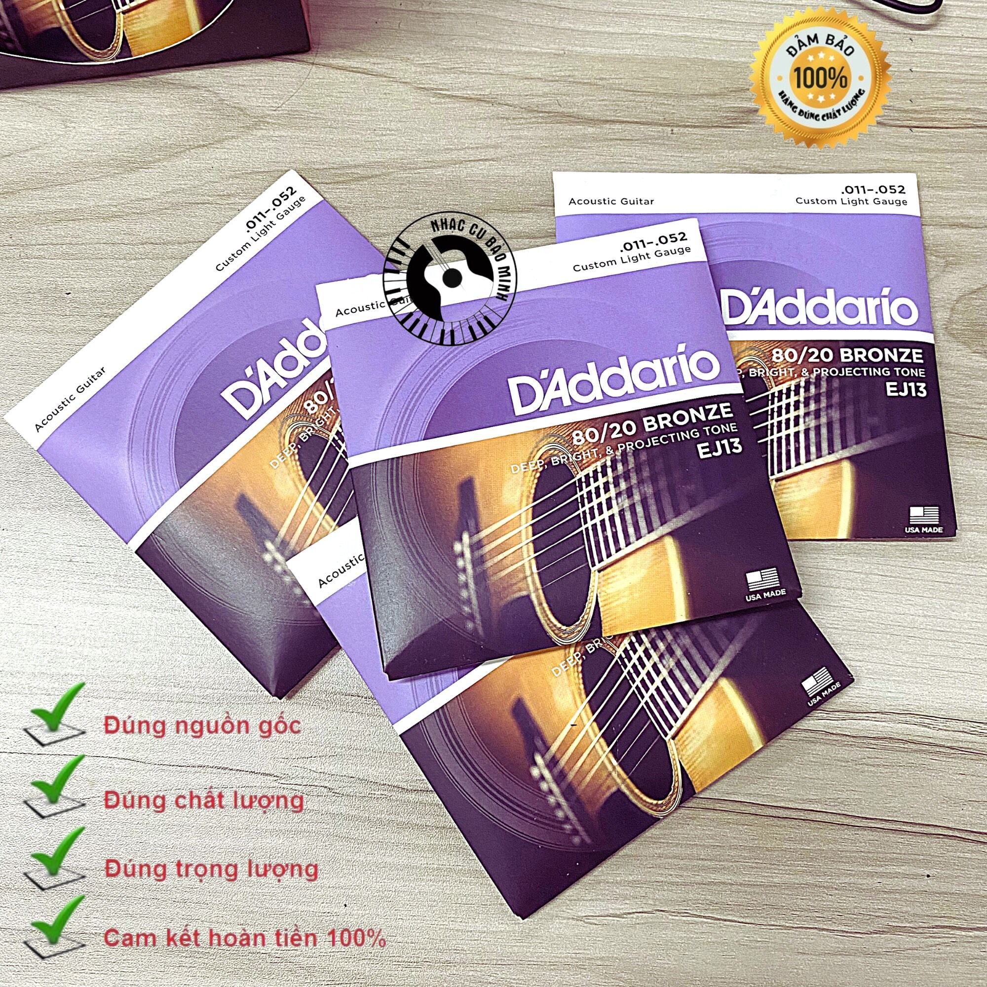 Chính hãng - Dây đàn guitar acoustic D’Addario ej13 size 11 tặng kèm phím gảy