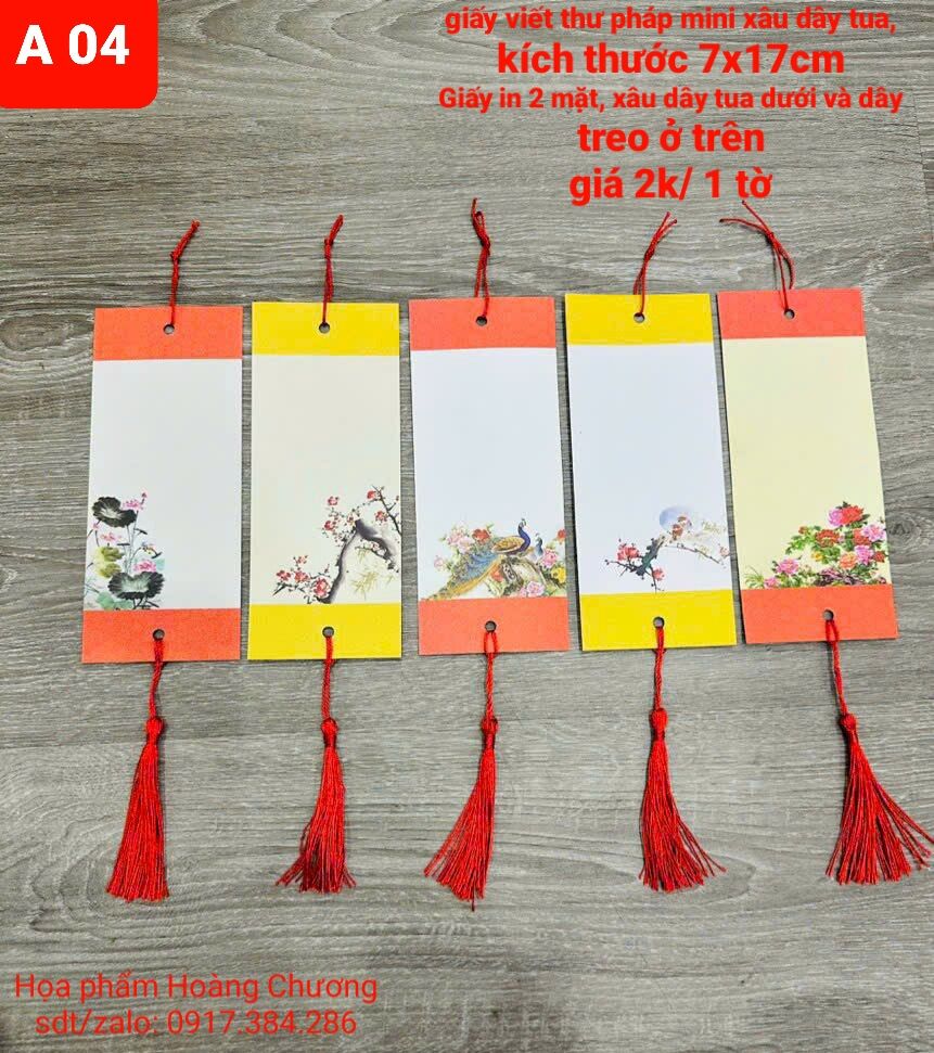Combo 10 liễng mini viết thư pháp xâu xây tua kích thước 7x17cm đủ mẫu