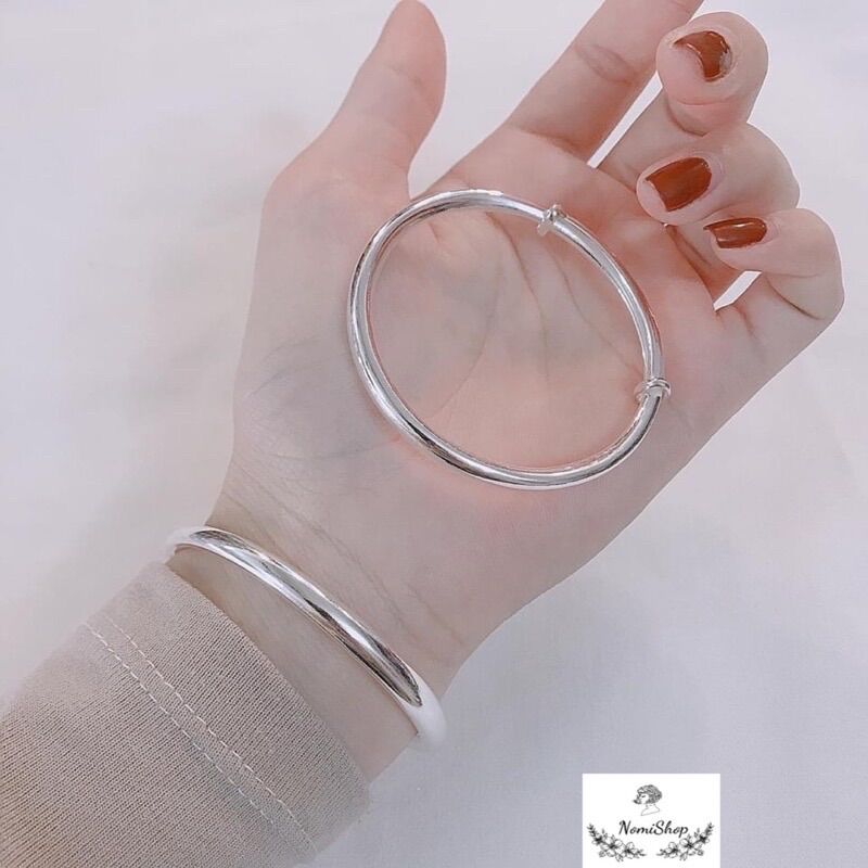 Vòng tay Kiềng tay trơn Bạc ta. Gia công chế tác kĩ lưỡng tinh tế bóng loáng - NomiShop