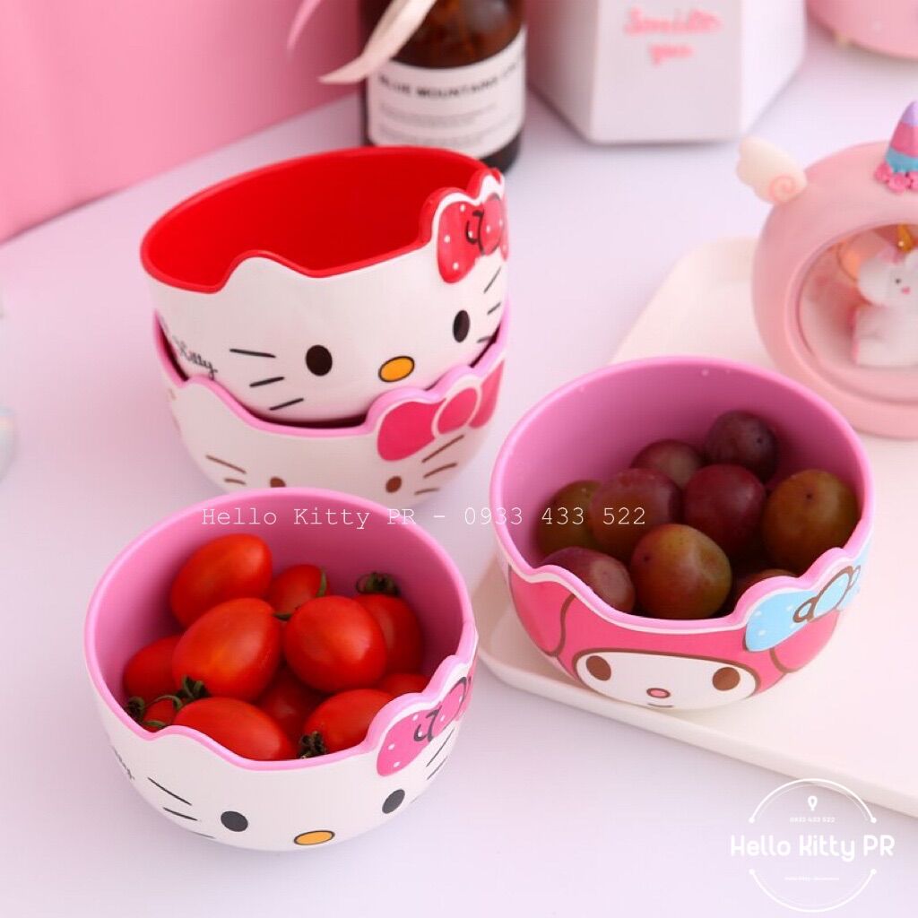 Chén nhựa giả sứ 3D Hello Kitty