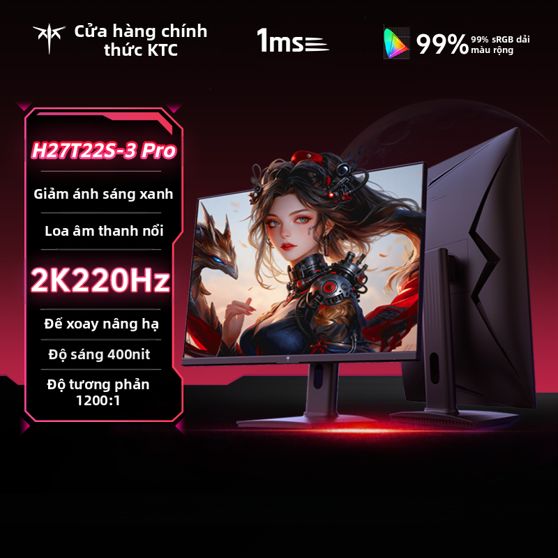KTC | Gaming 27 Inch 2K 220Hz Adjustable Monitor Giá 6,162,000 Đồng*Miễn phí vận chuyển