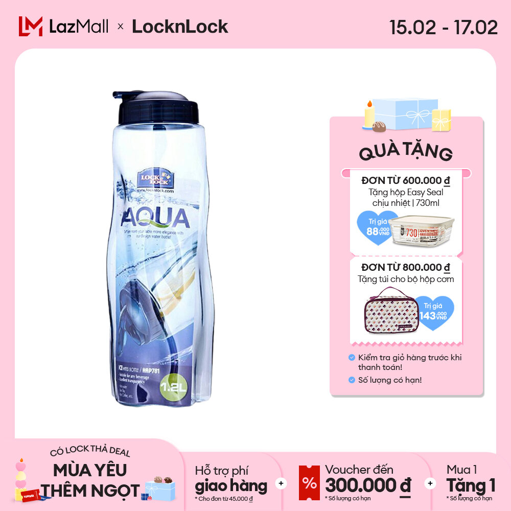 Bình nước nhựa PET Lock&Lock HAP781 1.2L (Trắng trong)
