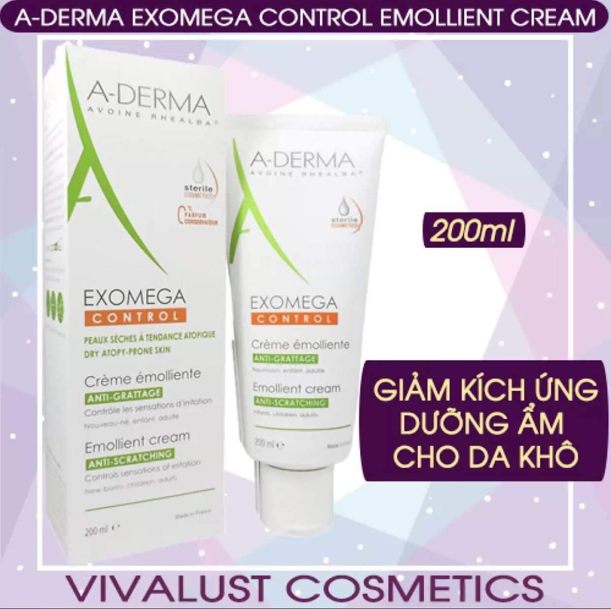 [Hcm]Kem Dưỡng Aderma Exomega Control Emollient Cream (200Ml) - Làm Dịu Dưỡng Ẩm Cho Da Quá Khô