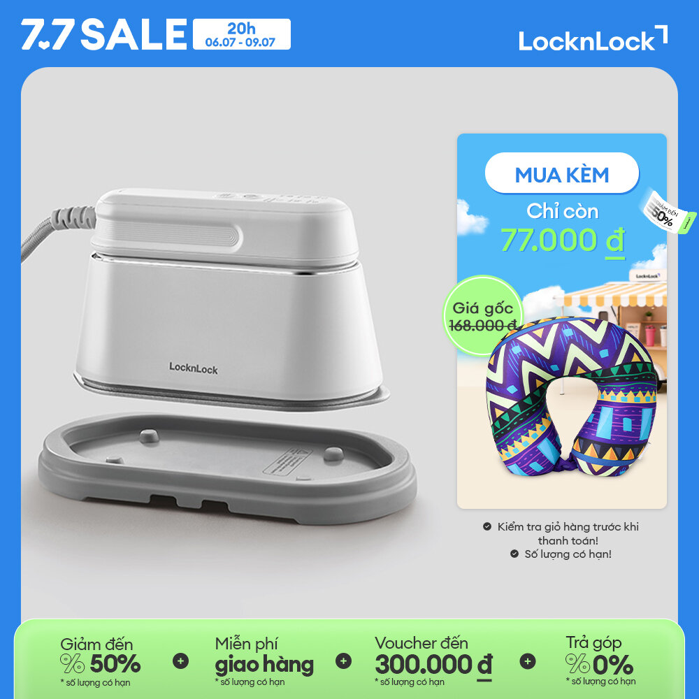 Bàn ủi hơi nước 2 trong 1 LocknLock 2 in 1 steam iron 100ml - Màu trắng ENI262WHT