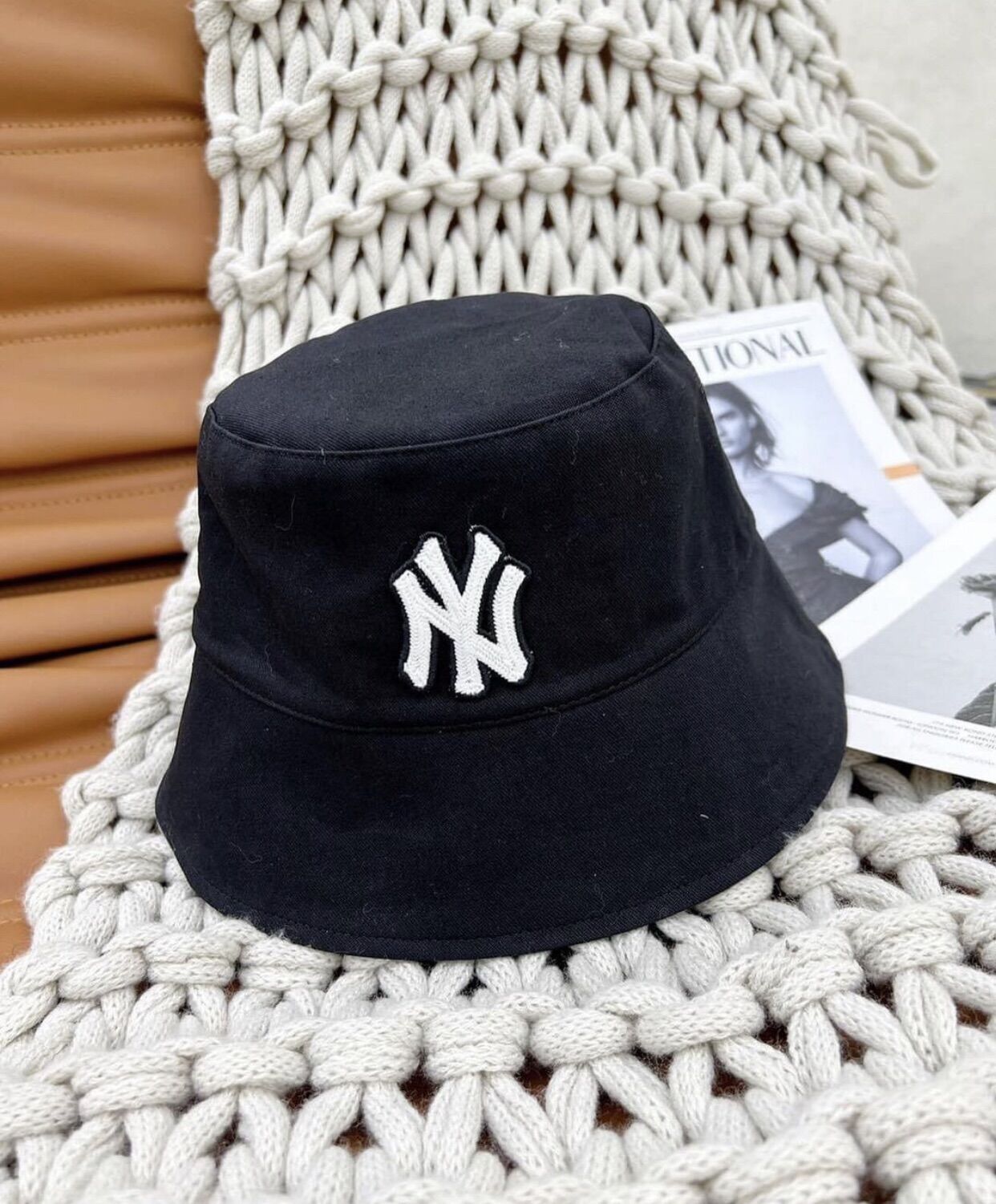 Mũ bucket mlb logo NY