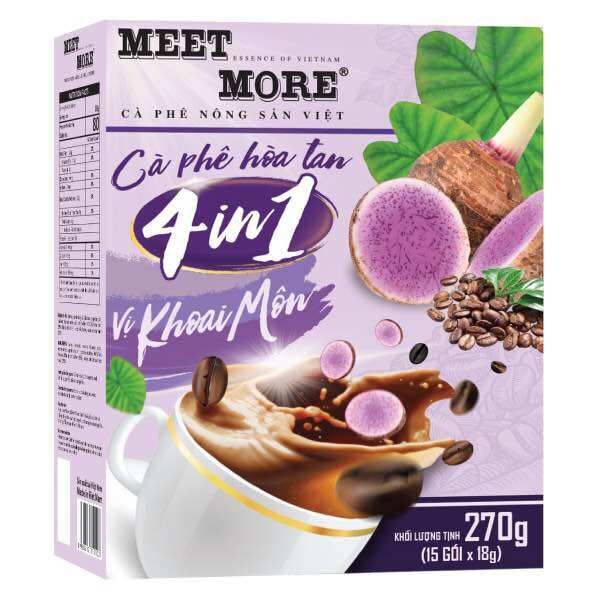 Cà phê meet more 4in1 vị khoai môn hộp 15 gói