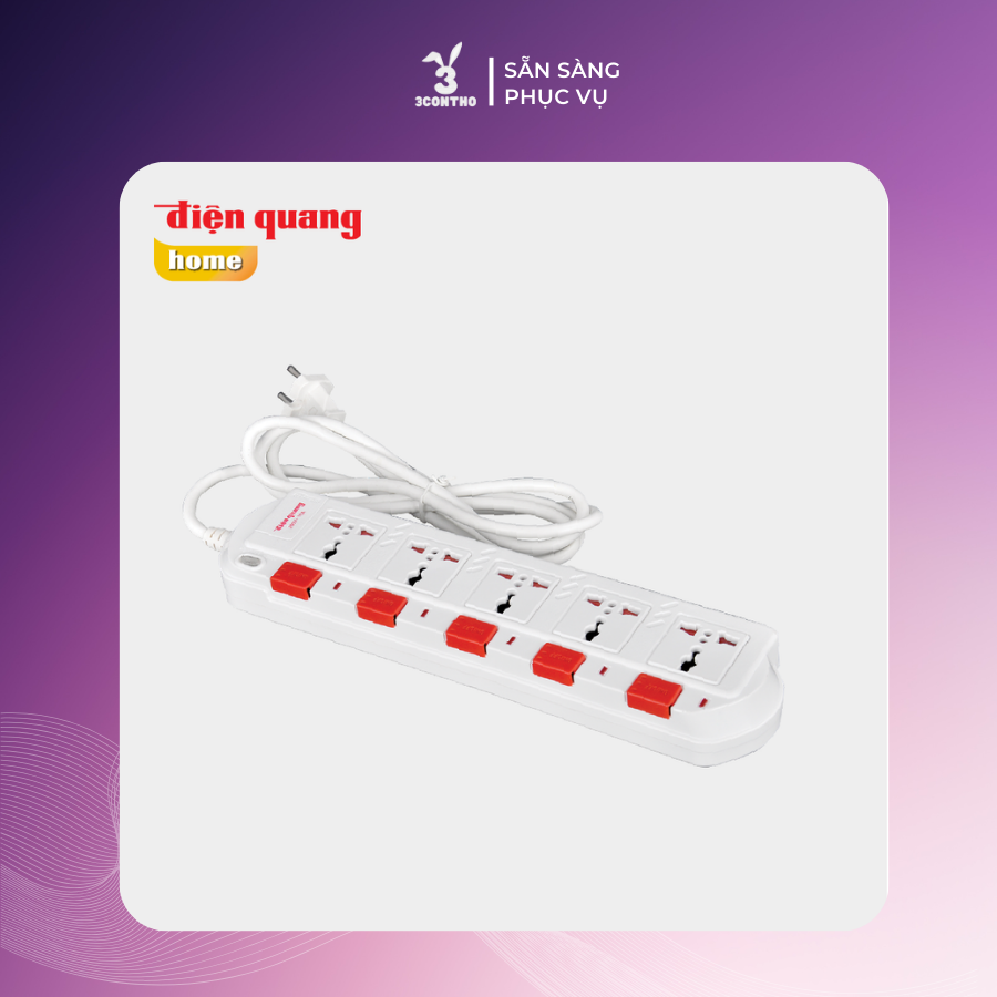 Ổ cắm điện quang 5 lỗ 3 chấu dây 5m/ 2m đq esk sm750sl chính hãng