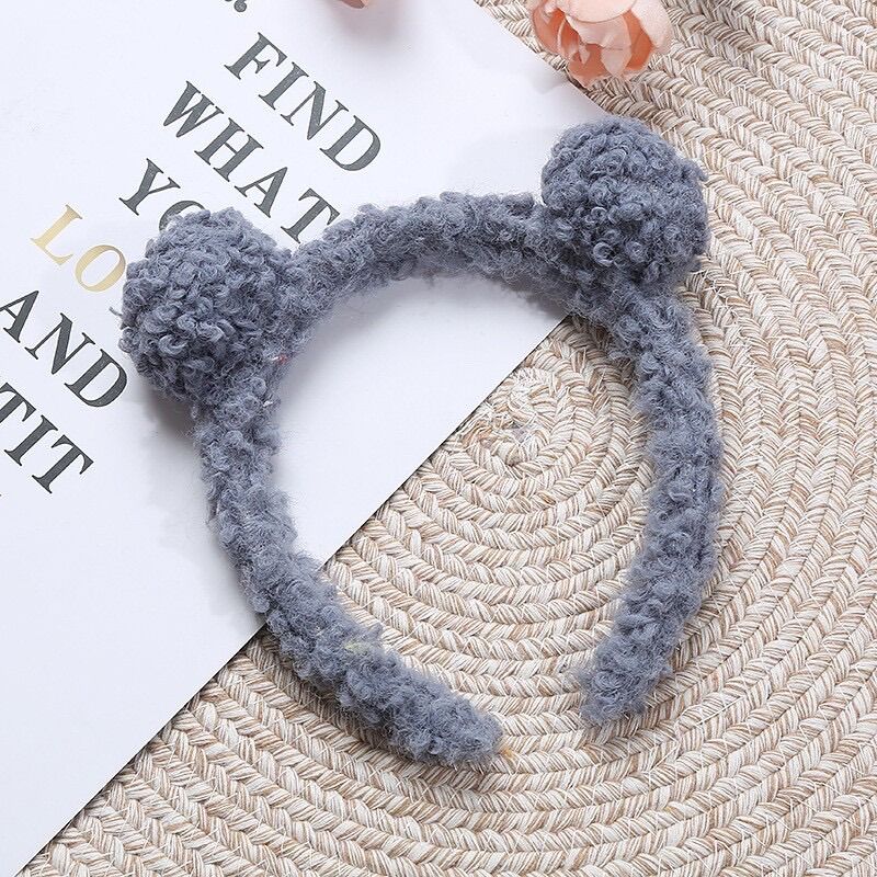 Băng đô bờm cài tóc tai gấu cute phong cách Hàn