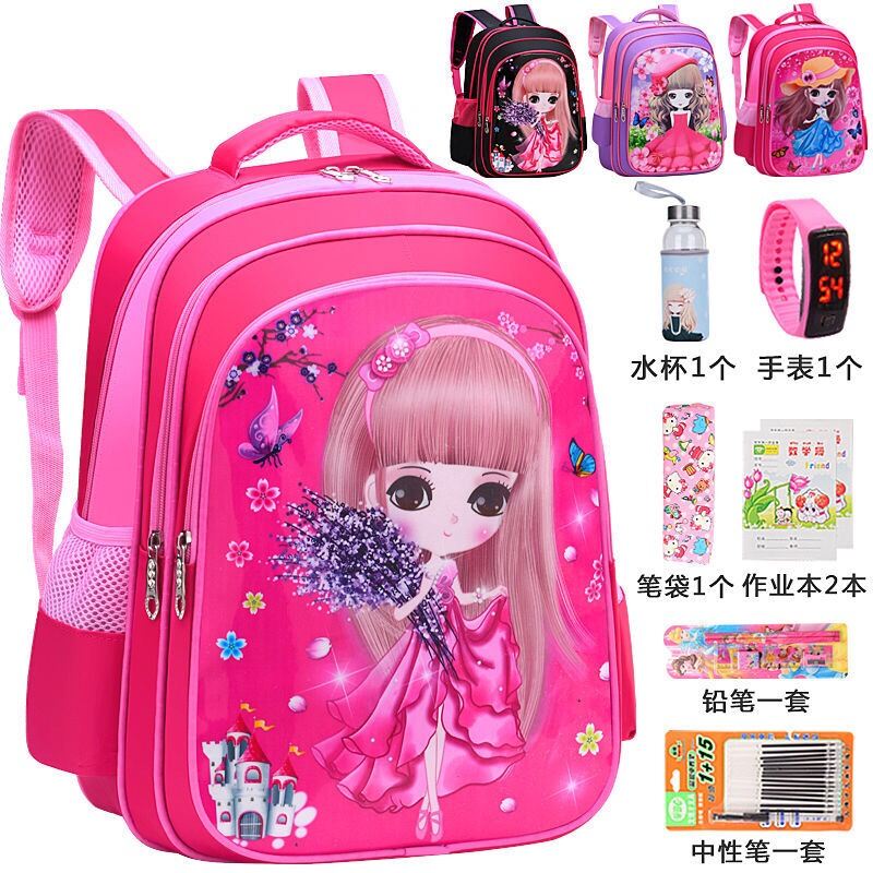 New School Backpack Girls School Bags Pink School Bags Children Book Bag  Printing Lightweight Backpack Female Black