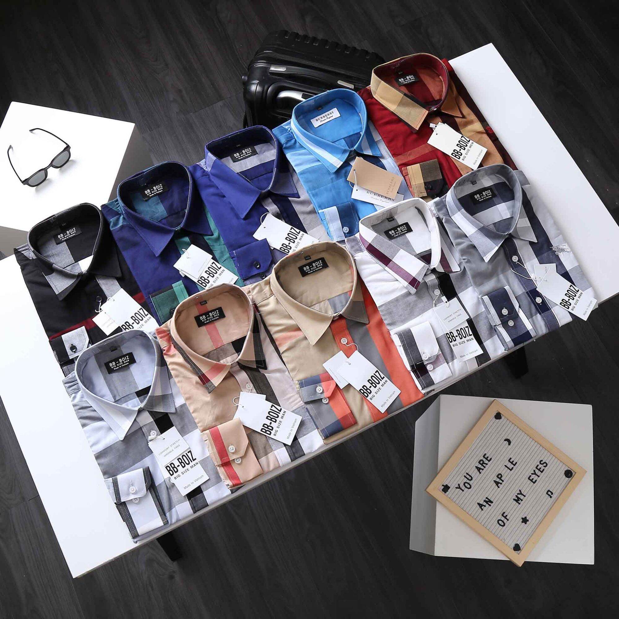 Áo sơ mi caro burberry tay ngắn bigsize nam 80-140lg