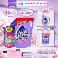 Combo Túi nước giặt MaxKleen 3.8kg + Túi sữa tắm cho bé Carrie Junior hương Cheeky Cherry 500g