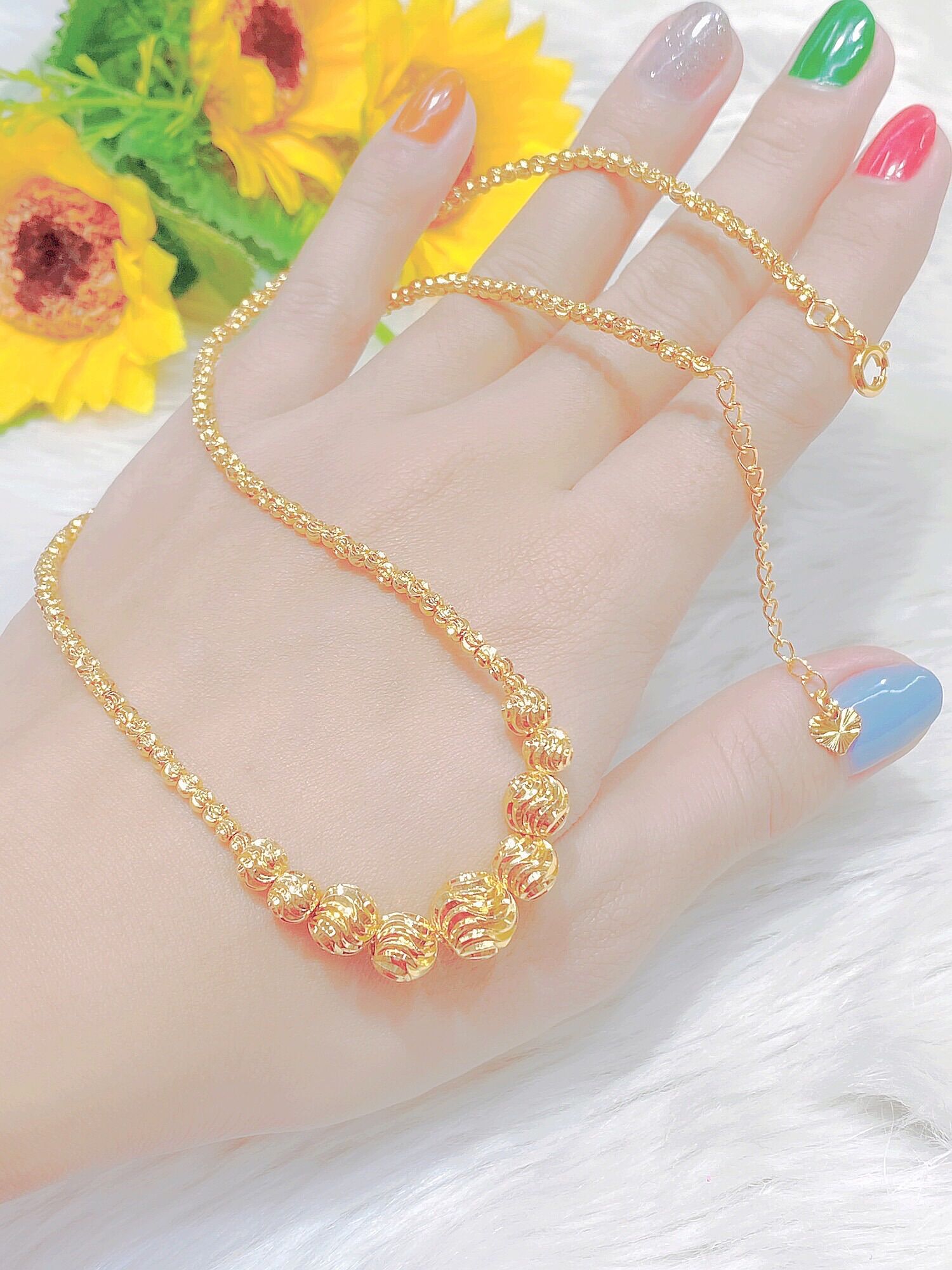 Dây chuyền bi mạ vàng 18k cao cấp mẫu mới cực đẹp