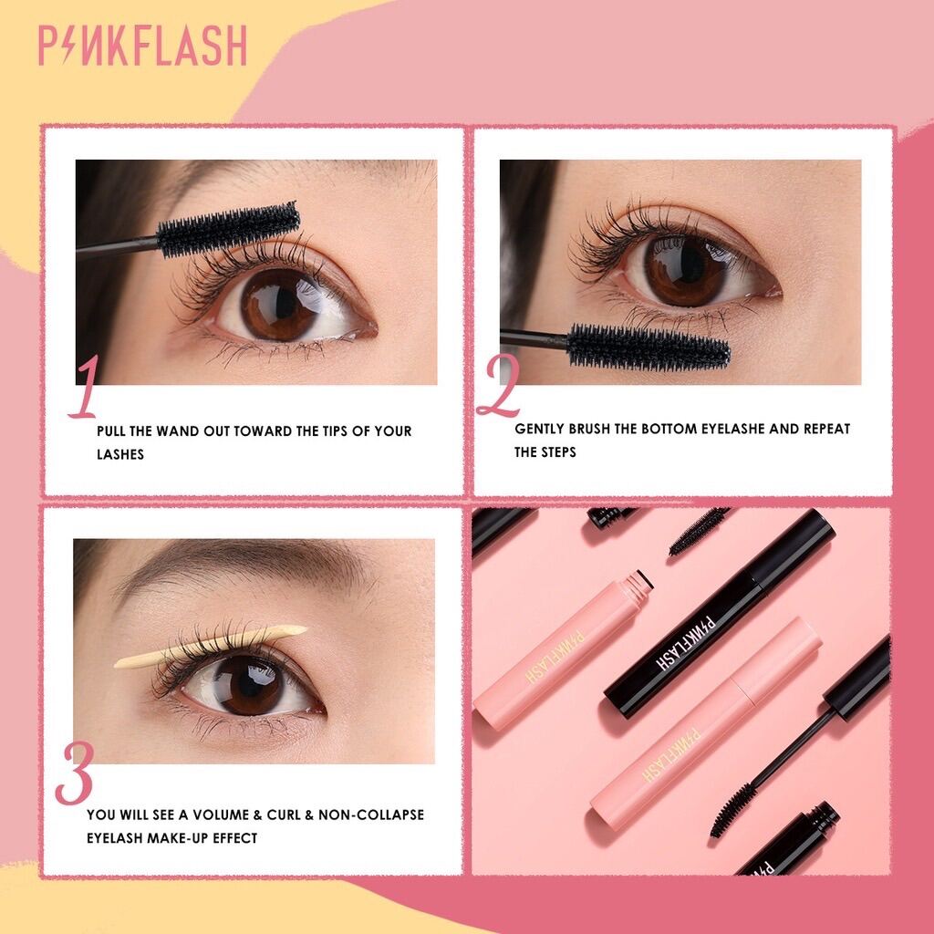 (FREESHIP) PF-E08 pinkflash Mascara chuốt mi chống nước ,không trôi giúp dài mi cong mi cao 7g