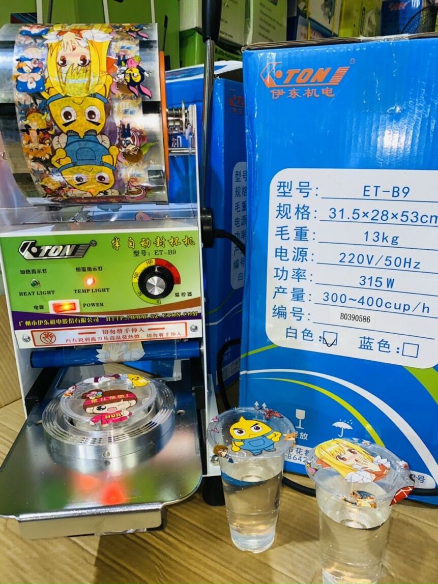 Máy ép miệng ly tự động cuốn màng Eton B9
