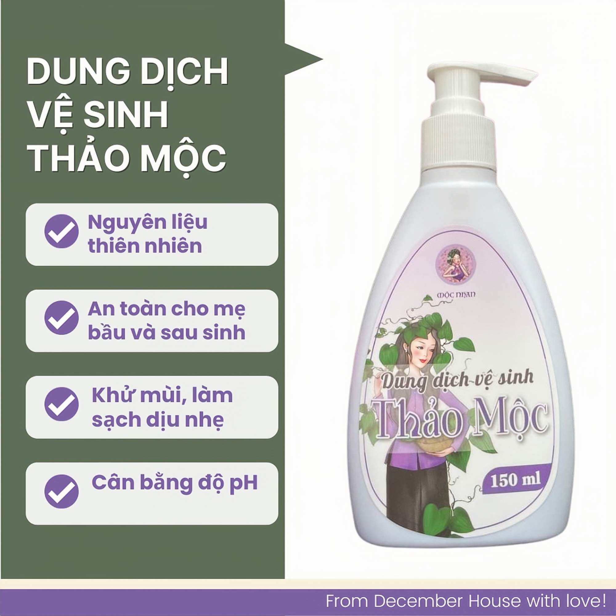 Dung dịch vệ sinh trầu không trà xanh mộc nhan 150ml