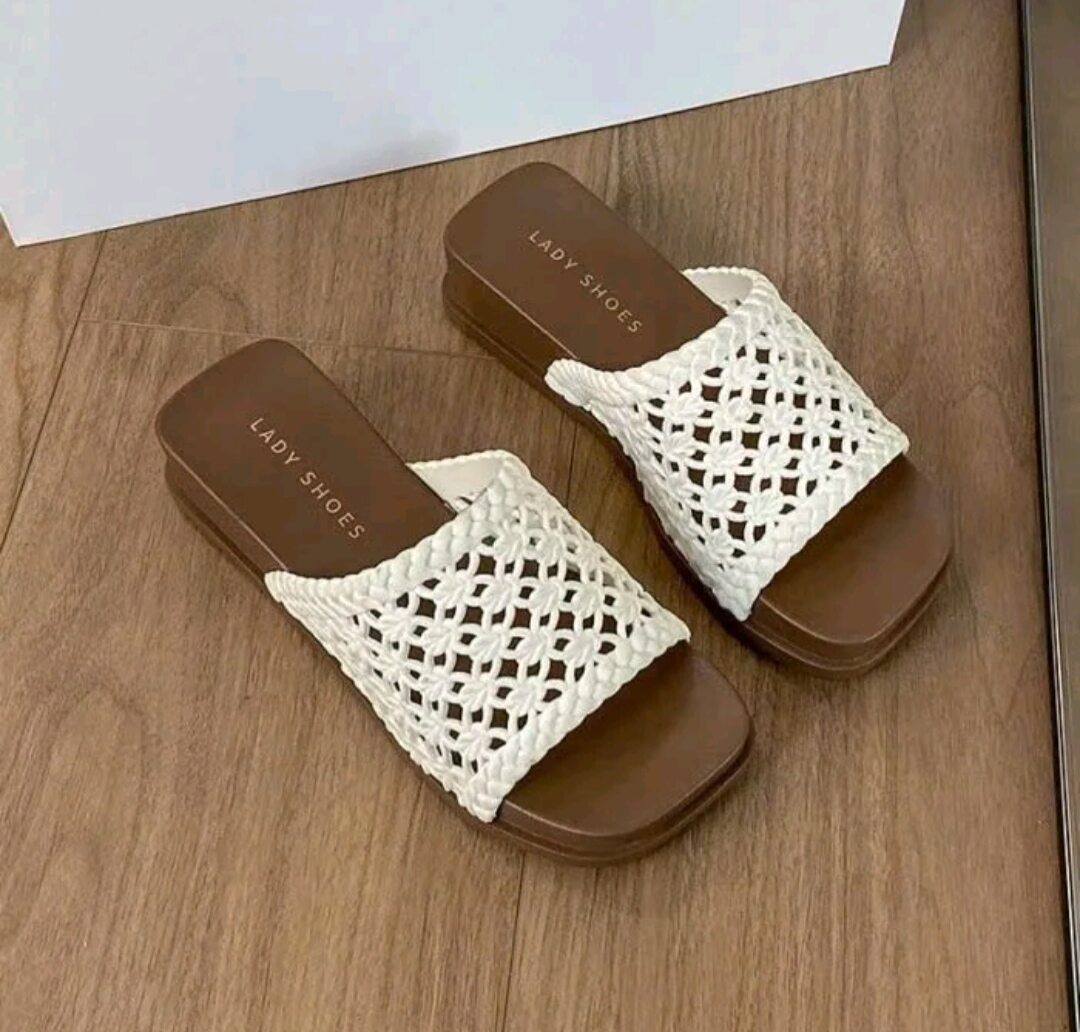 (SRAT_SHOP)Dép Lê Nữ Quai Ngang Đế Cao 4cm Quai Lưới Êm Chân Chống Trơn Thời Trang