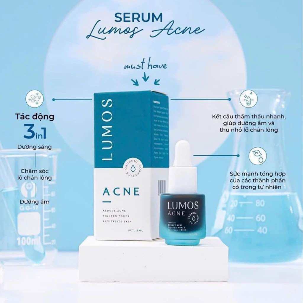 [Mẫu Mới_Chính Hãng] Serum giảm mụn, chấm thâm mụn Lumos Acne 5ml. Serum mụn Lumos Acne sạch mụn, mờ