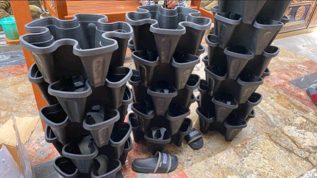 chậu trồng rau 5 cánh- combo tháp rau 5 tầng