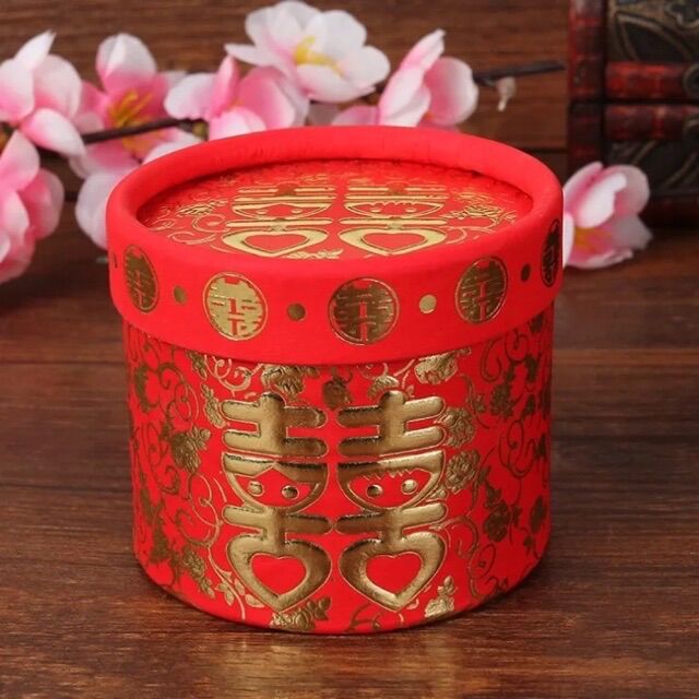 Combo 100 lon nhỏ màu Đỏ đựng trà, bánh kẹo, socola trong quả tráp cưới