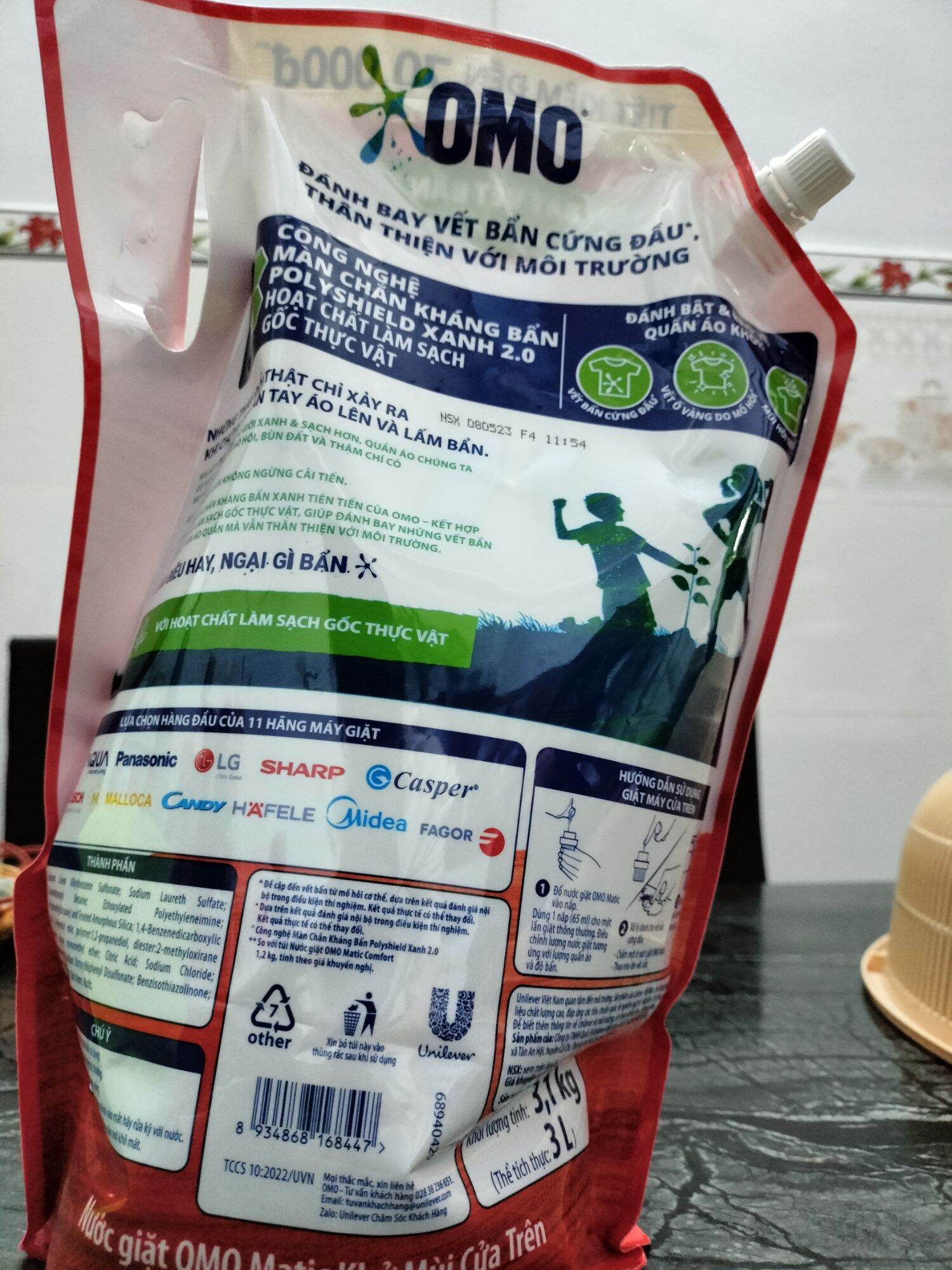 Nước giặt OMO Matic cửa trên sạch sâu vượt trội túi 2 lít ,2,9l , 3,9l