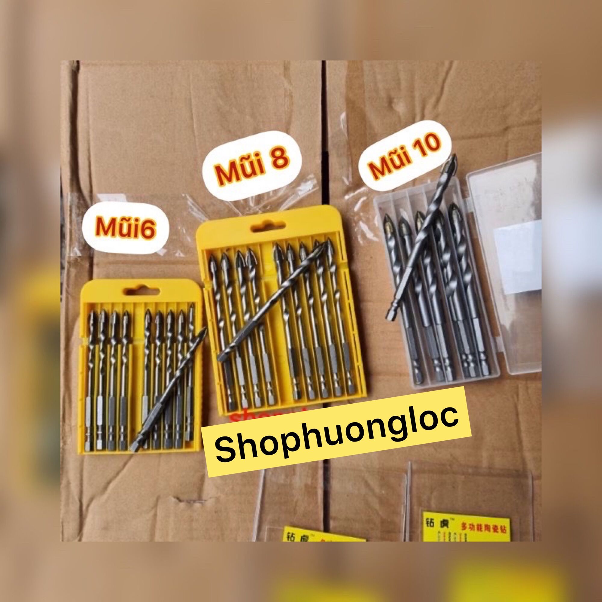 Bộ Mũi Khoan Đa Năng Đầu 4 Cạnh  Chân Lục Giác Khoan Gạch , Gỗ , Sắt , Tường