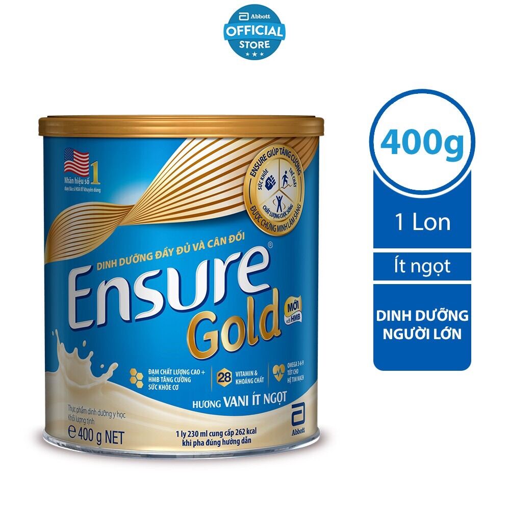 Sữa bột Ensure Gold Abbott ít ngọt 400g