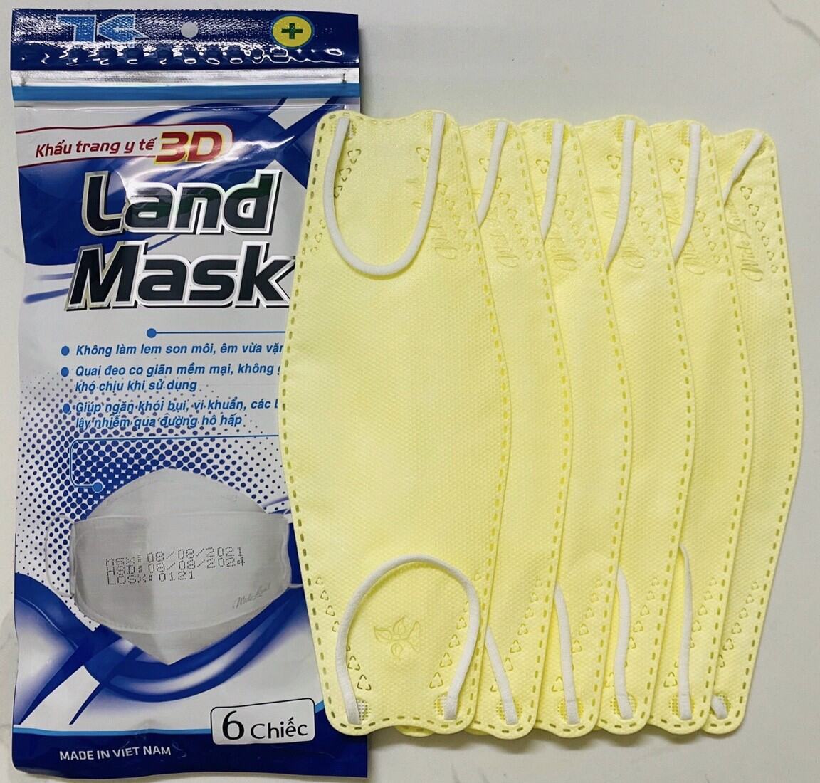 Khẩu trang 3D Land Mask 1 Túi 6 chiếc - ( LOẠI TÚI XANH ) Loại 4D KF94 Kiểu Hàn Quốc