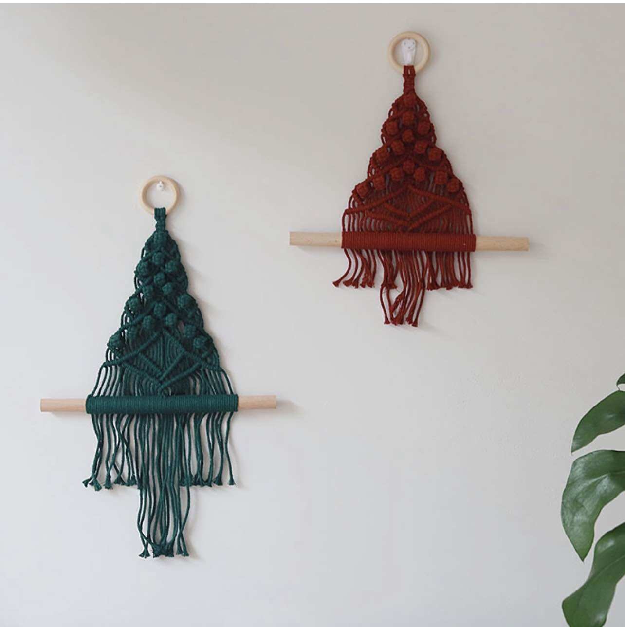 Cây thông noen thắt macrame treo tường, quà tặng noen